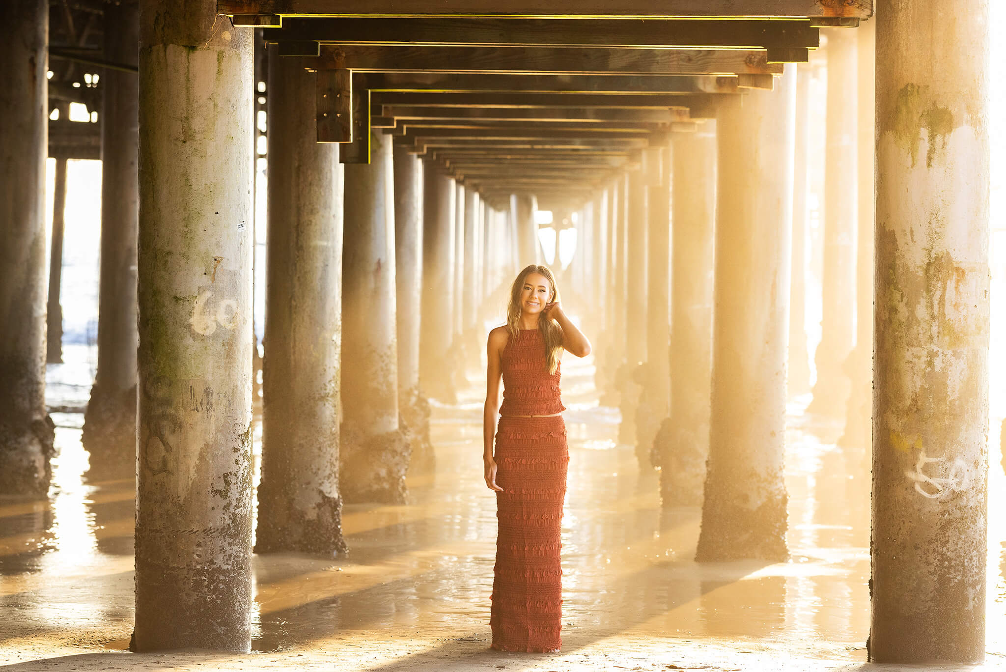 LA High School Graduation Portraits - girl on the beach in the sunset at Malibu